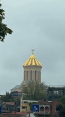 Morning street scenes and church dome captured in Tbilisi