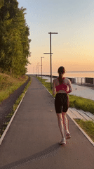 Evening run along the Kama River at golden hour