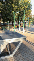 Calisthenics and table tennis at a Zaporizhzhia park