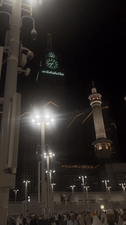 Crowds circle the Kaaba at Masjid al-Haram on a busy night