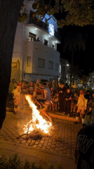 Sant Joan bonfire night in the streets of Xàbia