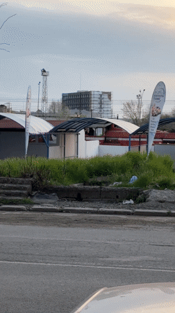Evening sunset documented across urban Burgas, Bulgaria