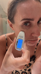Evening skincare routine with Dubai Marina views in the background