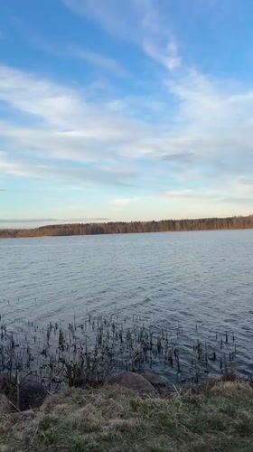 Man documents lake visit in Aleksandrovka, Russia