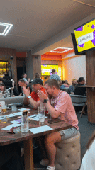 Indoor gathering observed at restaurant during evening event