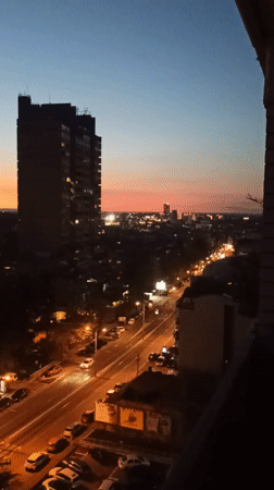 Belgrade residents document twilight cityscape in Vozdovac district