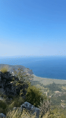 Rocky coastal overlook panorama from the hills of Montenegro