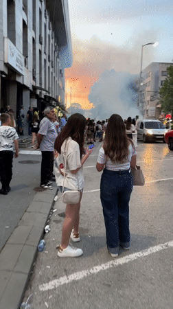Formal motorcycle stunt celebration draws crowds in Pleven, Bulgaria