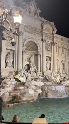 Trevi Fountain captured in nighttime illumination, Rome