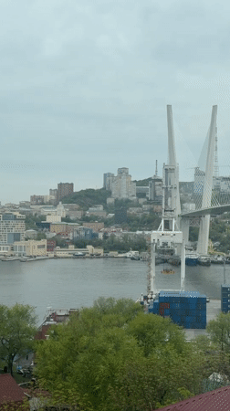 Commercial trucks observed in Vladivostok harbor district Monday morning