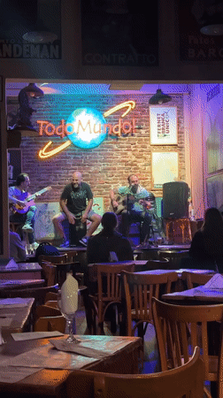Live trio performs at Buenos Aires bar early morning