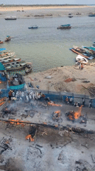 Cremation ghats, temple architecture, and riverfront construction in Varanasi