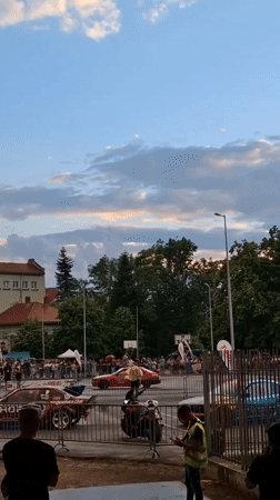 Car stunt show draws crowd in Ruse, Bulgaria