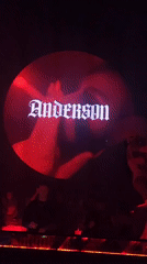 Anderson live show runs bold digital visuals across dark venue screens