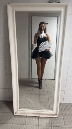 Woman documents costume change in Kazan selfie sequence