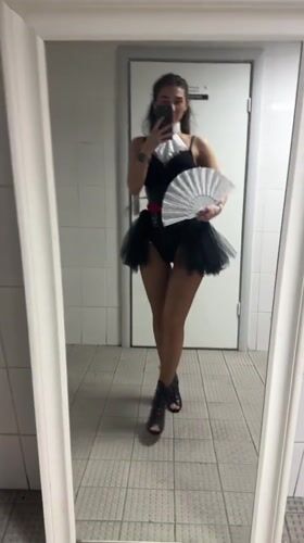 Woman documents costume change in Kazan selfie sequence