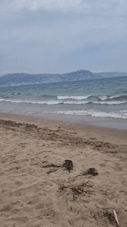 Choppy summer day at Empuriabrava beach, full of water activity