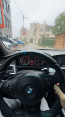Man photographed in BMW during rainy morning in Gabrovo