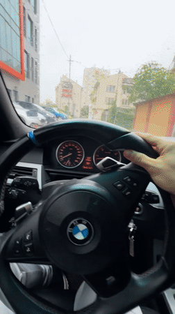 Man photographed in BMW during rainy morning in Gabrovo