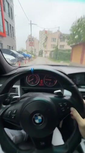 Man photographed in BMW during rainy morning in Gabrovo