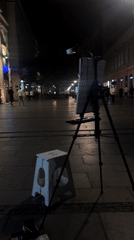 Nighttime street art scene observed in Belgrade