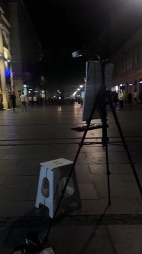 Nighttime street art scene observed in Belgrade