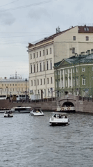 Boat traffic on Saint Petersburg's historic city canals