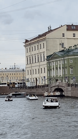 Boat traffic on Saint Petersburg's historic city canals