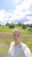 Family captures memories during rural outing in Russian village
