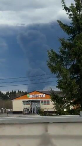 Smoke column observed rising near Protasy, Russia