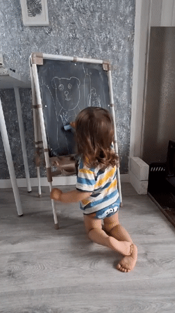 Child's morning routine with art and fresh juice in Russia