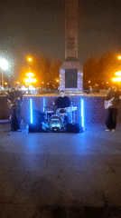 Band performs nighttime concert near war memorial in Moscow