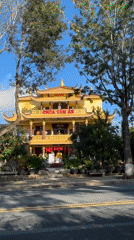Golden pagoda building observed in Da Lat Vietnam