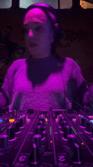 Female DJ performs evening set at Moscow venue