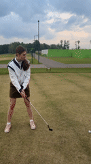A casual afternoon of golf at a Krasnoyarsk driving range
