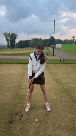 A casual afternoon of golf at a Krasnoyarsk driving range