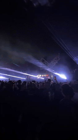 Laser-lit festival night in Nesebar, Bulgaria