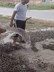 Roadside concrete mixing and everyday scenes in Chahania