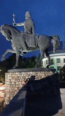Evening stroll through Telavi's illuminated park and gardens