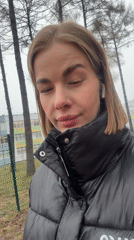 Woman takes morning selfies in Chaikovsky, Russia