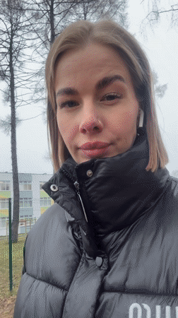 Woman takes morning selfies in Chaikovsky, Russia