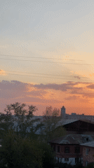 Sunset knitting session documented in Biysk Russia