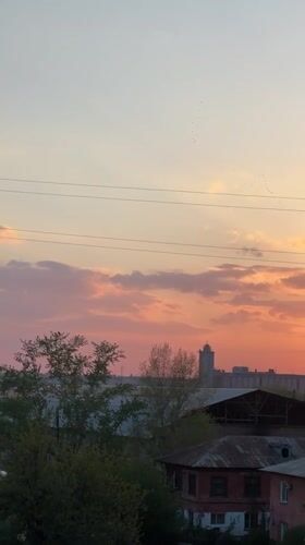 Sunset knitting session documented in Biysk Russia