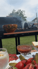 Backyard grill session with shrimp, skewers, and cold drinks in Serhiivka