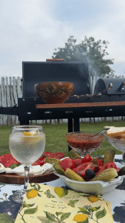 Backyard grill session with shrimp, skewers, and cold drinks in Serhiivka
