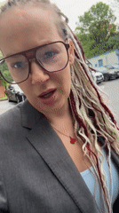 Selfie moment in Moscow with a bold, distinctive look