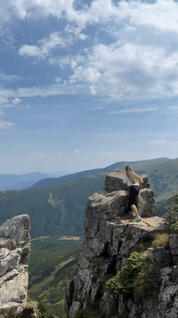 Hiking the Carpathian ridgeline near Vorokhta, Ukraine