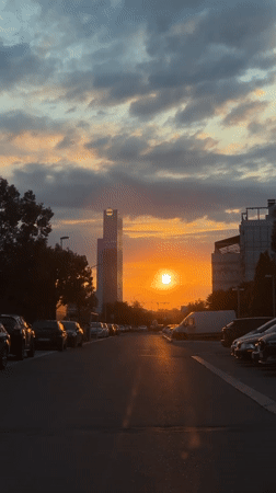 Belgrade resident captures street sunset with reflective rays