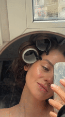 Woman's morning beauty routine captured in Krasnoyarsk apartment
