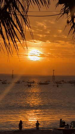 Morning beach life captured at Kuta Indonesia cafes